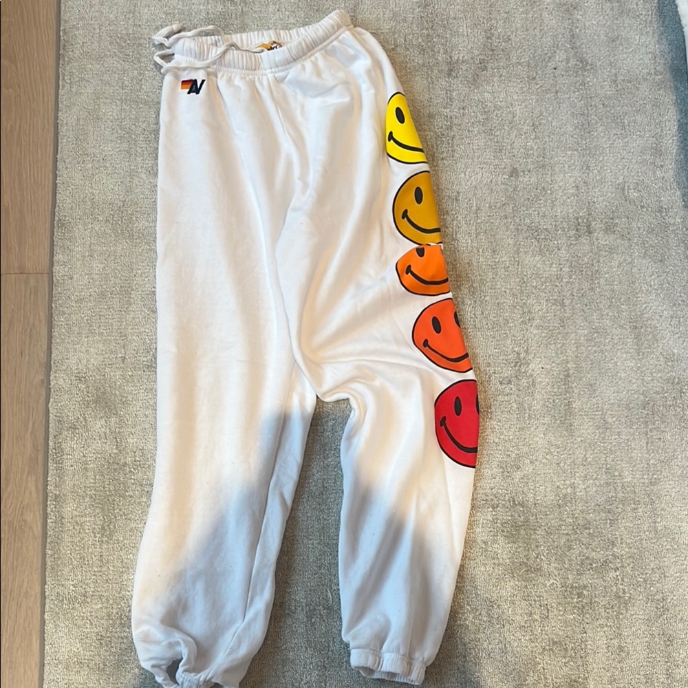 Kids White Joggers with Colorful Smiley Faces